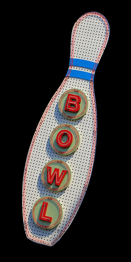 Vintage Photograph - Neon Bowling Sign 2 by Andrew Fare