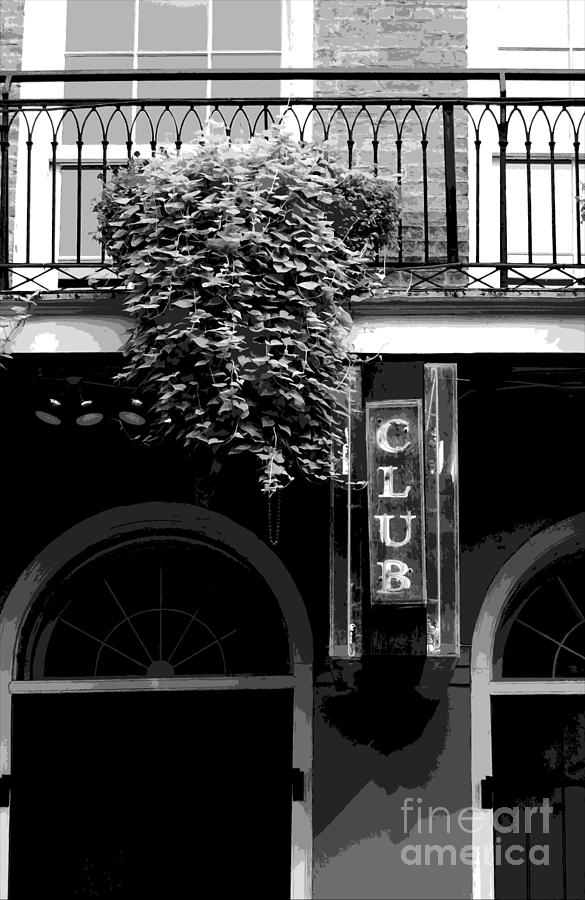 Neon Club Sign Bourbon Street Corner French Quarter Black and White Cutout Digital Art Digital Art by Shawn OBrien