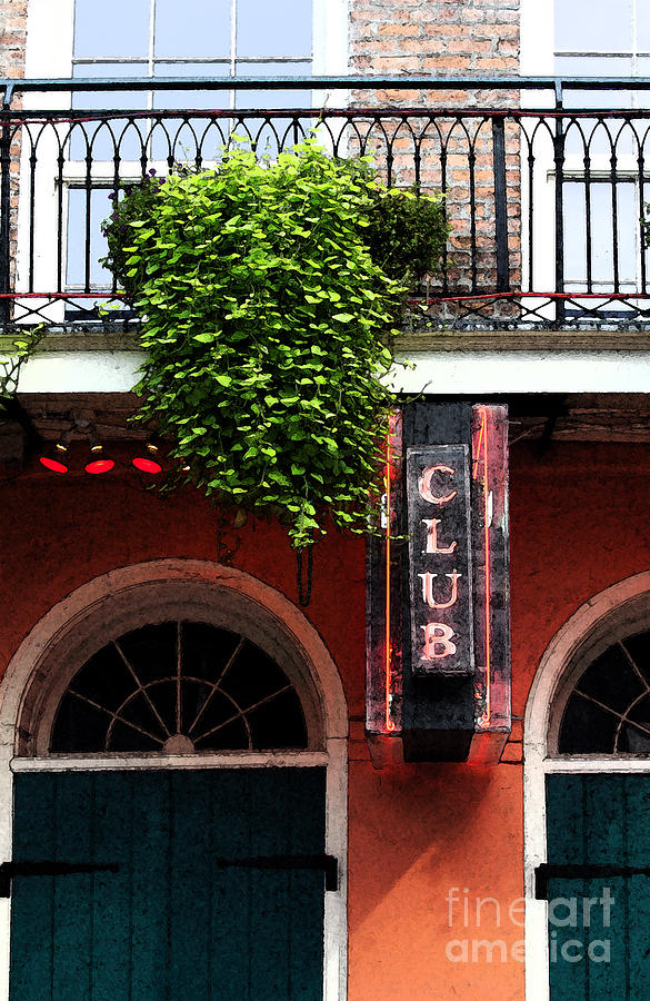 Neon Club Sign Bourbon Street Corner French Quarter New Orleans Fresco Digital Art Digital Art by Shawn OBrien
