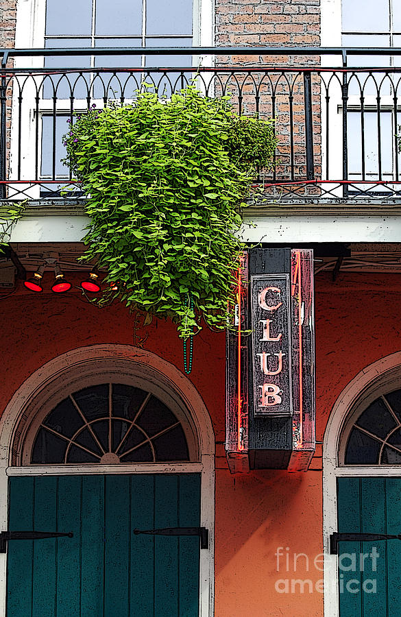 Neon Club Sign Bourbon Street Corner French Quarter New Orleans Poster Edges Digital Art Digital Art by Shawn OBrien