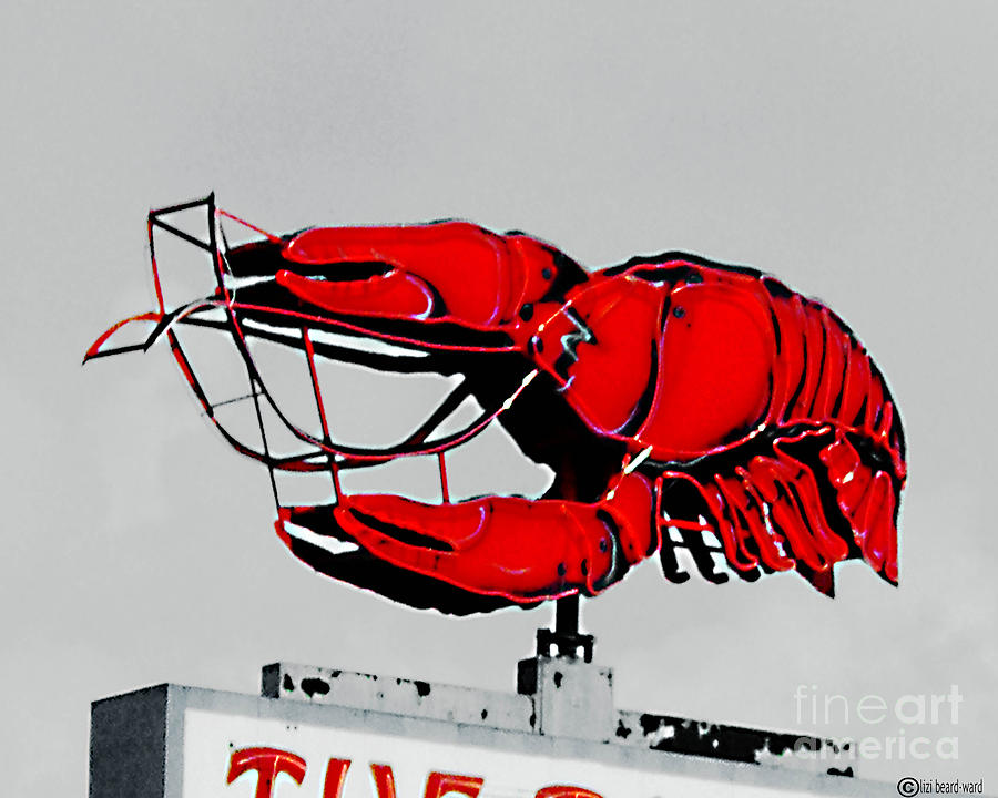 Neon Crawfish on Hwy 61 Baton Rouge Digital Art by Lizi Beard-Ward