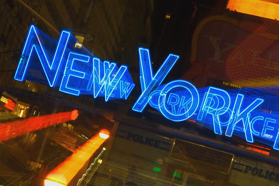 Neon Sign On A Police Station, New York City, New York State, Usa Photograph by Glowimages