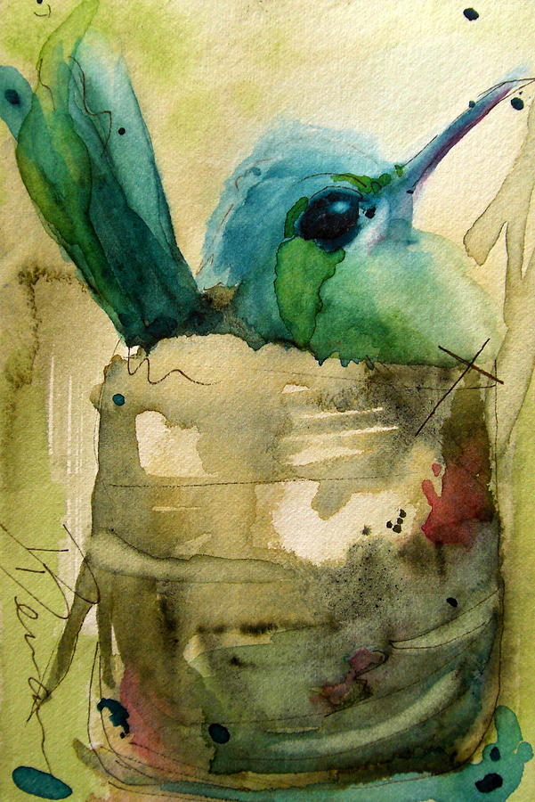 Hummingbird Painting - Nesting Hummingbird by Dawn Derman