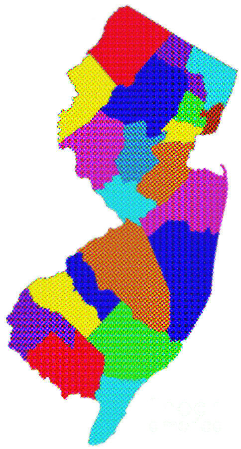 New Jersey Colorful Counties Digital Art by Susan Stevenson