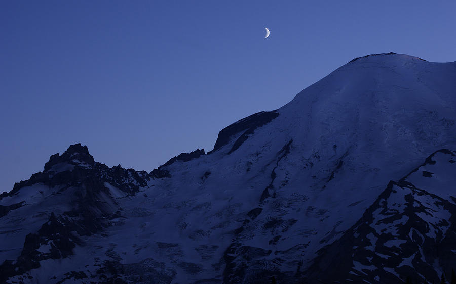Mt Rainier Photograph - New Moon Blues by Jen Baptist Mt Rainier Photograph - New Moon Blues by Jen Baptist