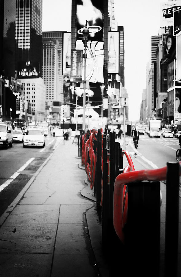 New York Times Square Black And White Photography With Color Accents