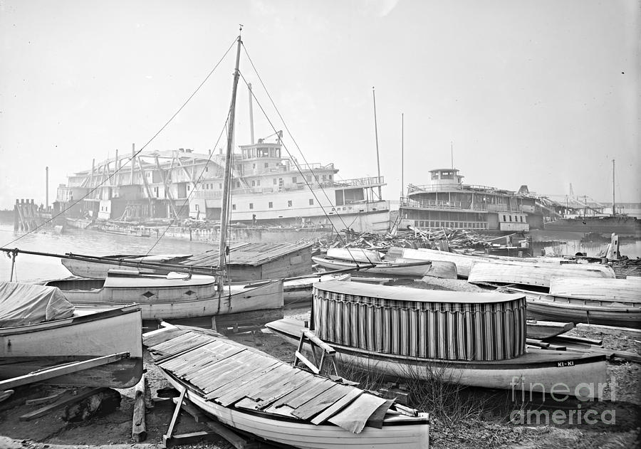 Boat Photograph - New York City Boat Graveyard 1905 by Padre Art
