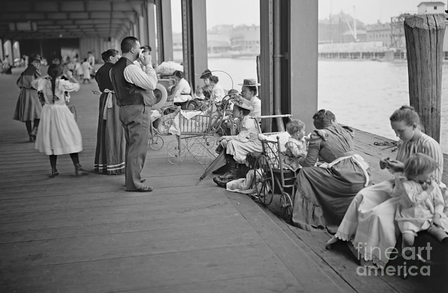 Umbrella Photograph - New York City Recreation Dock 1900 by Padre Art