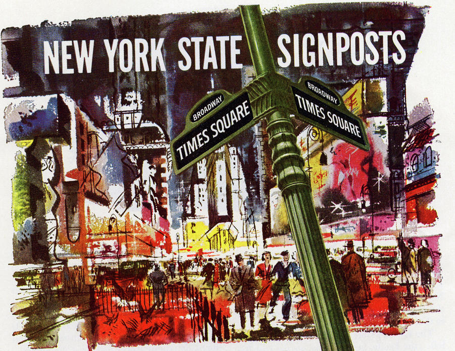 Times Square Photograph - New York City SignPosts by Rianna Stackhouse