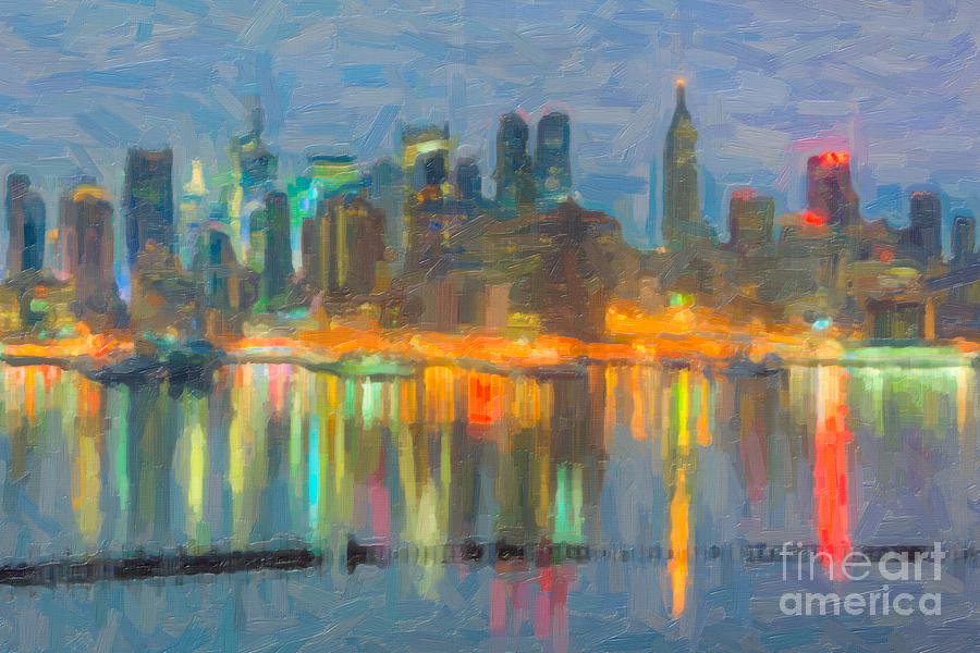 New York City Skyline in Oil Photograph by Clarence Holmes