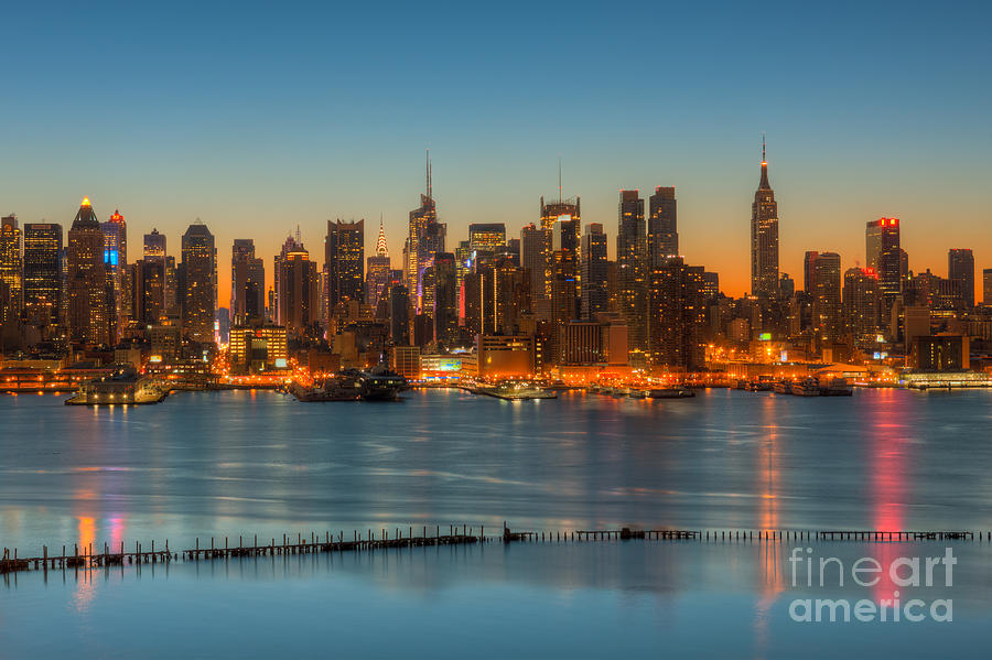 New York City Skyline Morning Twilight III Photograph by Clarence Holmes