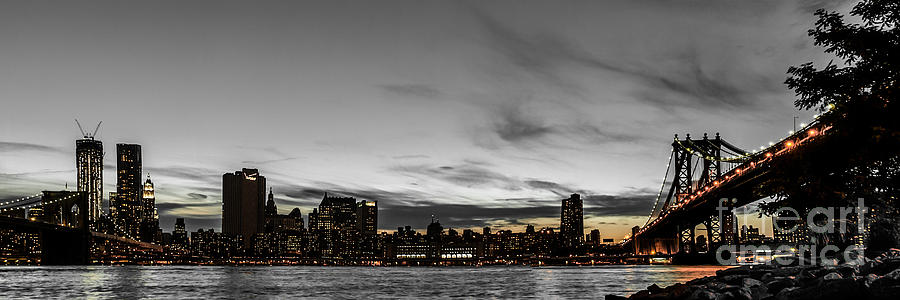 Architecture Photograph - New Yorks skyline at night colorkey by Hannes Cmarits