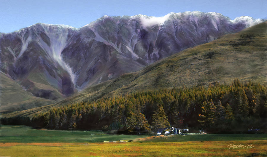 New Zealand Series - Mt. Cook Farmstead Digital Art by Jim Pavelle