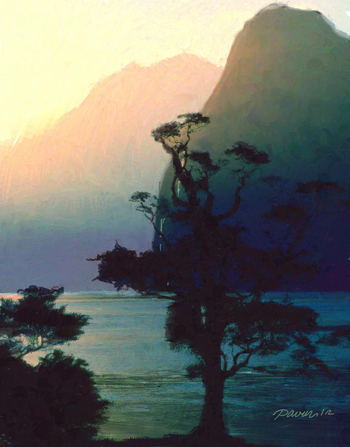New Zealand Series - Milford Sound Sunset Digital Art by Jim Pavelle