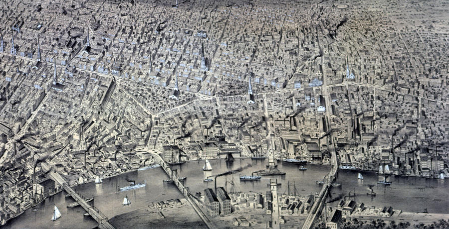 Newark Photograph - Newark, New Jersey. Aerial View, 1874 by Everett
