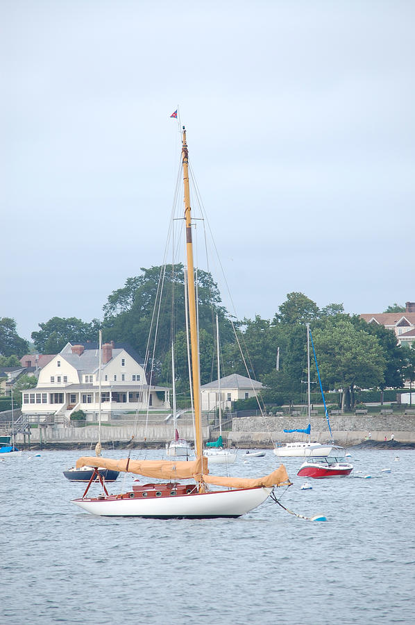 Newport RI Wooden Sailboat Photograph by Mary McAvoy