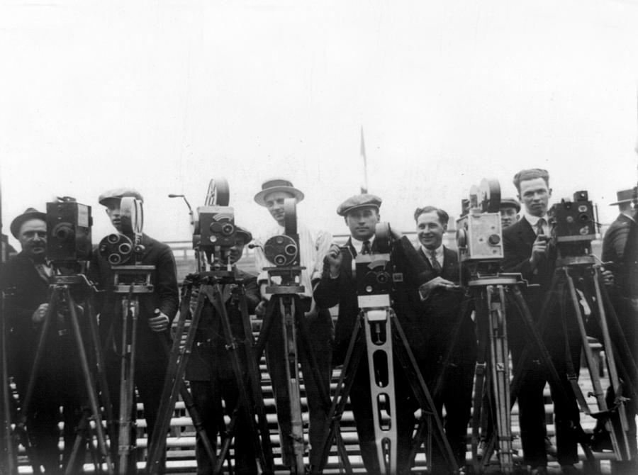Camera Photograph - Newsreel Cameramen With Cameras by Everett