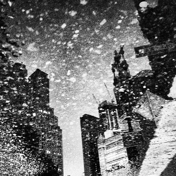 New York City Photograph - #newyork #nyc #bw #puddle #reflection by Nick Valenzuela