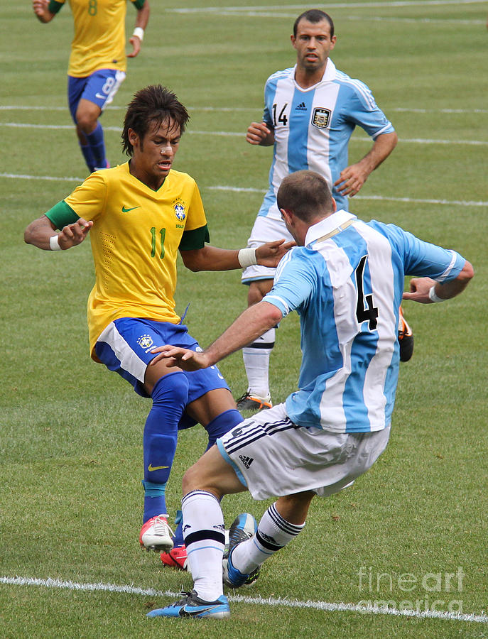 Lionel Messi Photograph - Neymar Breaking Ankles II by Lee Dos Santos