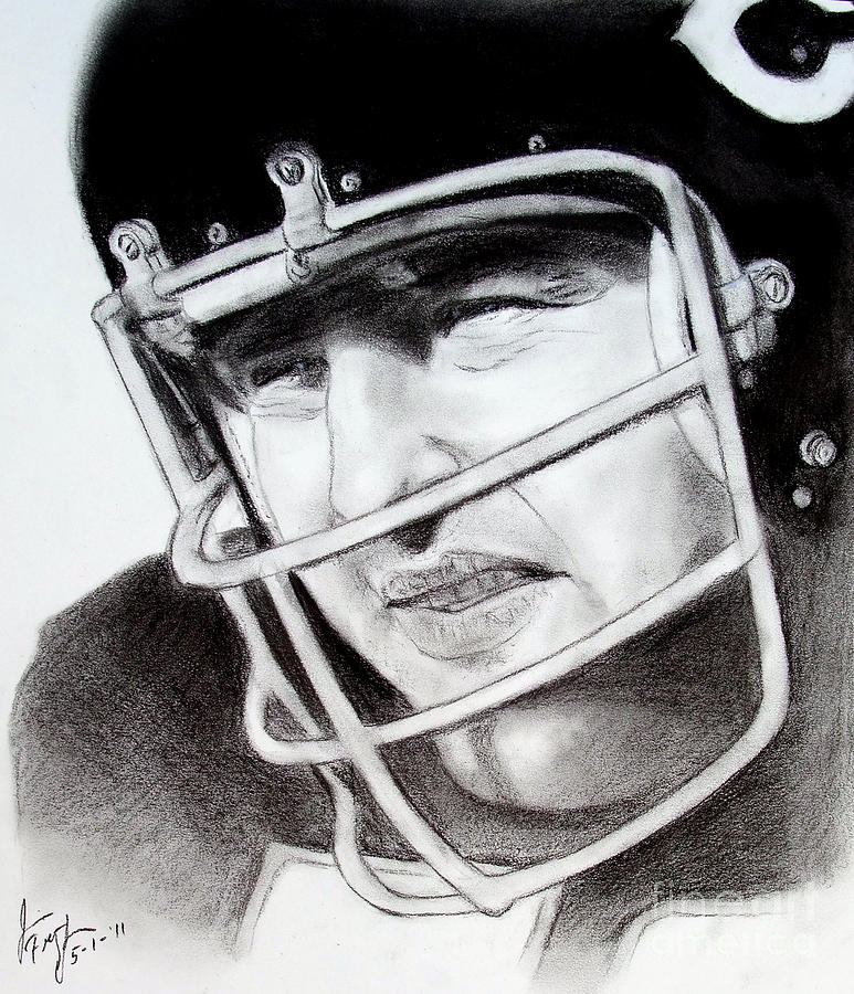 NFL Hall of Fame player Dick Butkus of the Chicago Bears Drawing by Jim Fitzpatrick