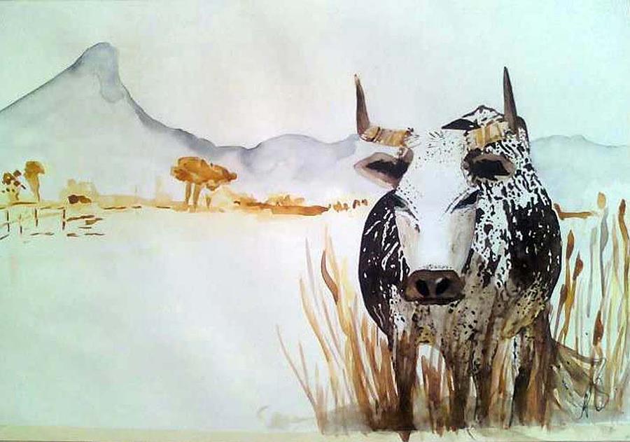 Cow Painting - Nguni I. by Paula Steffensen