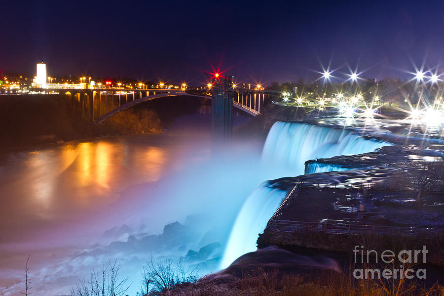 Niagara Falls at night 2 Photograph by Chuck Alaimo