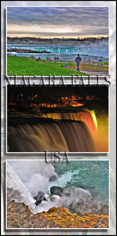 Niagara Falls USA Triptych Series with text Photograph by Michael Frank Jr