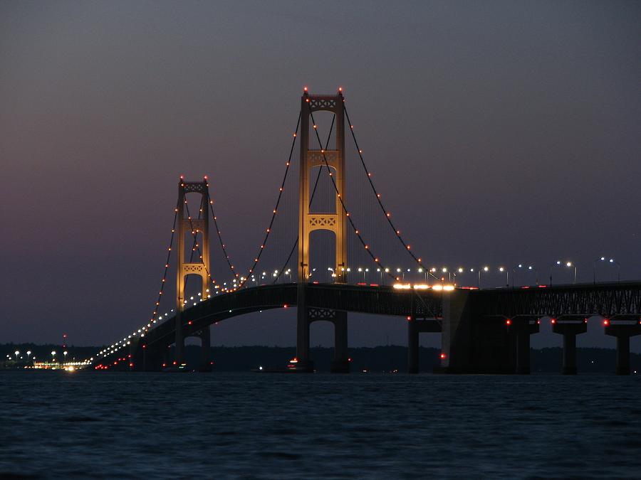 Night Approaches The Mackinac Bridge Photograph by Keith Stokes