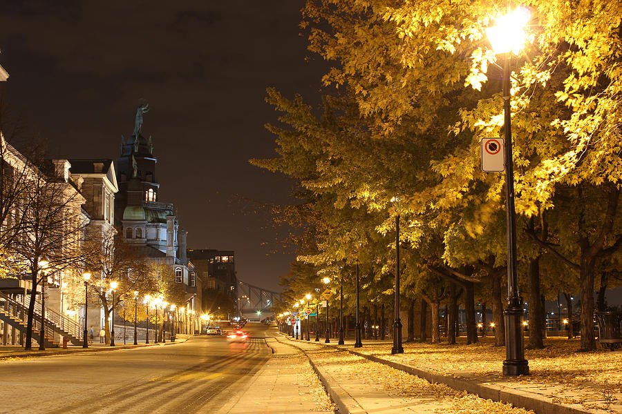 Architecture Photograph - Night Fall In Old Montreal by Charles Dancik