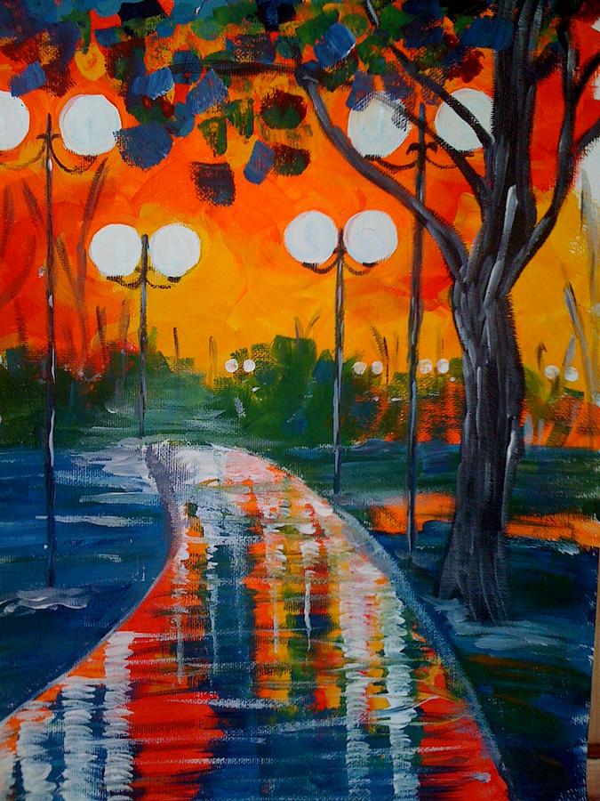 Tree Painting - Night Reflections by Judi Goodwin