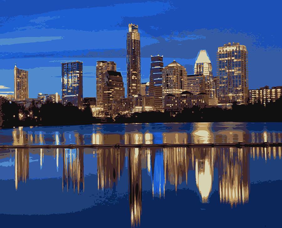 Austin Photograph - Night Skyline Color 16 by Scott Kelley