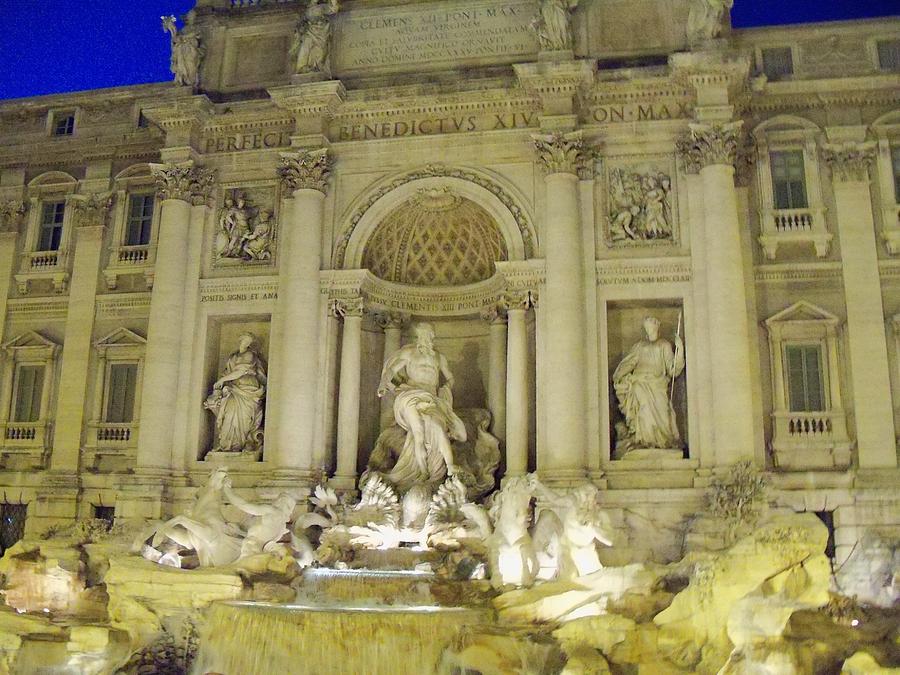 Night Time at Trevi Fountain Photograph by Sandy Collier