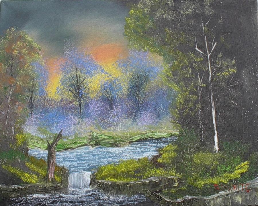 Night Waterfall Painting by Brian White