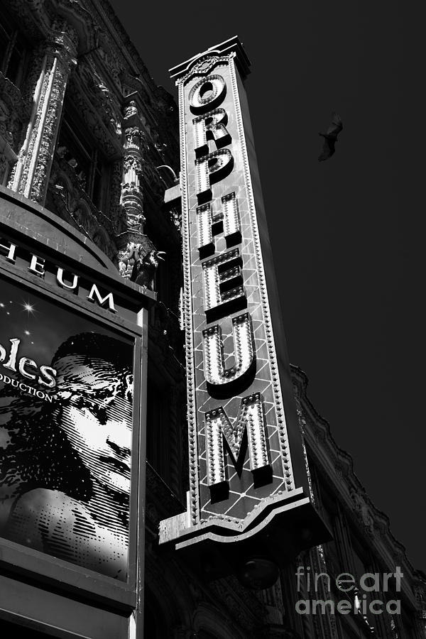 Halloween Movie Photograph - Nightfall at The Orpheum - San Francisco California - 5D17991 - Black and White by Wingsdomain Art and Photography