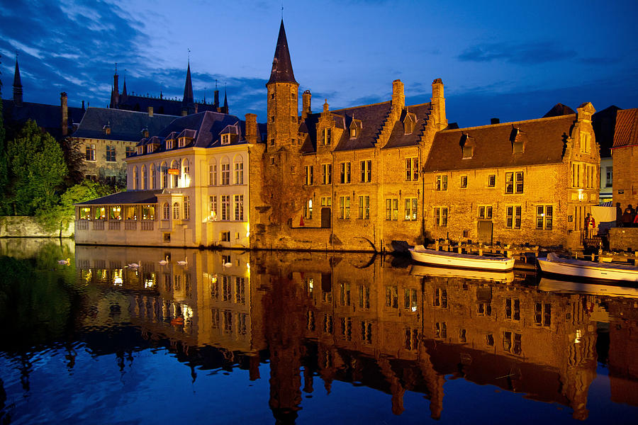 Nighttime Brugge Photograph by David Freuthal