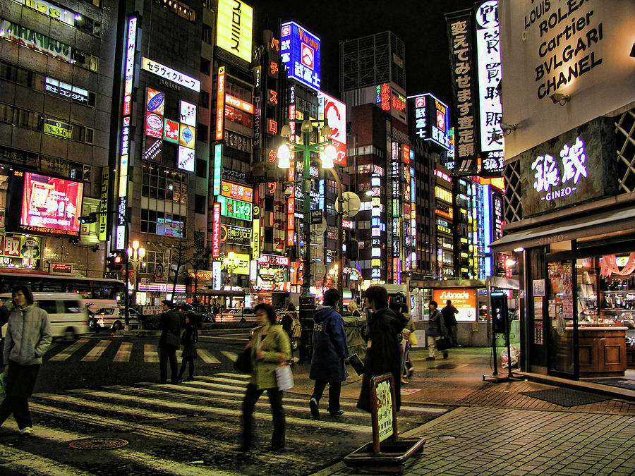 Nighttime on Tokyo Street 2 Photograph by Helaine Cummins