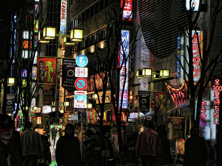 Nighttime on Tokyo Street 3 Photograph by Helaine Cummins