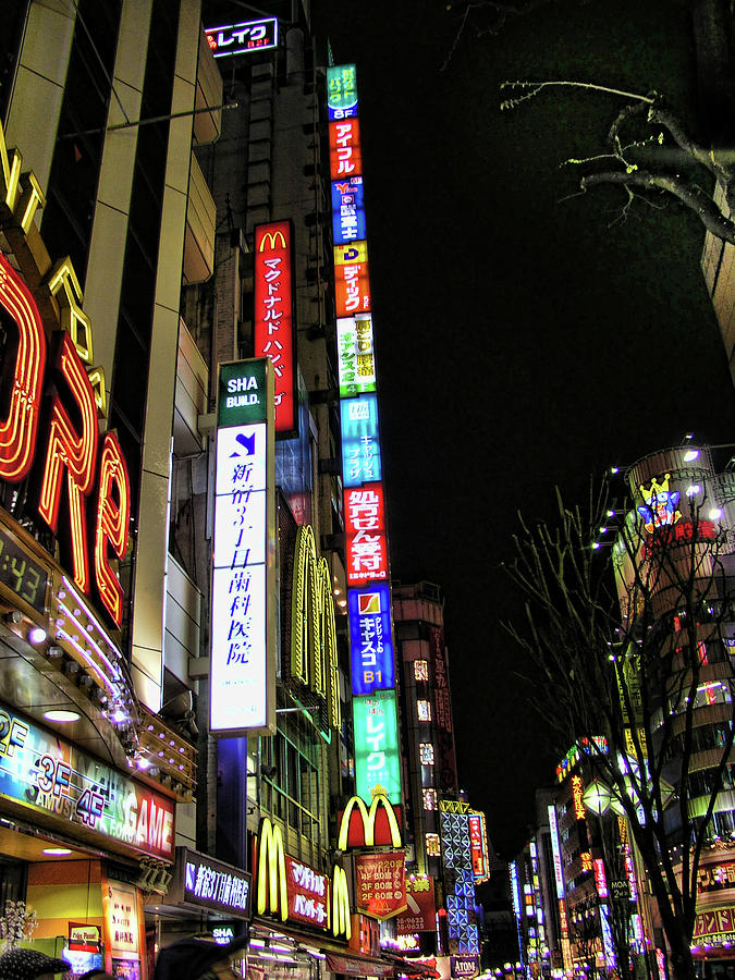 Nighttime on Tokyo Street Photograph by Helaine Cummins