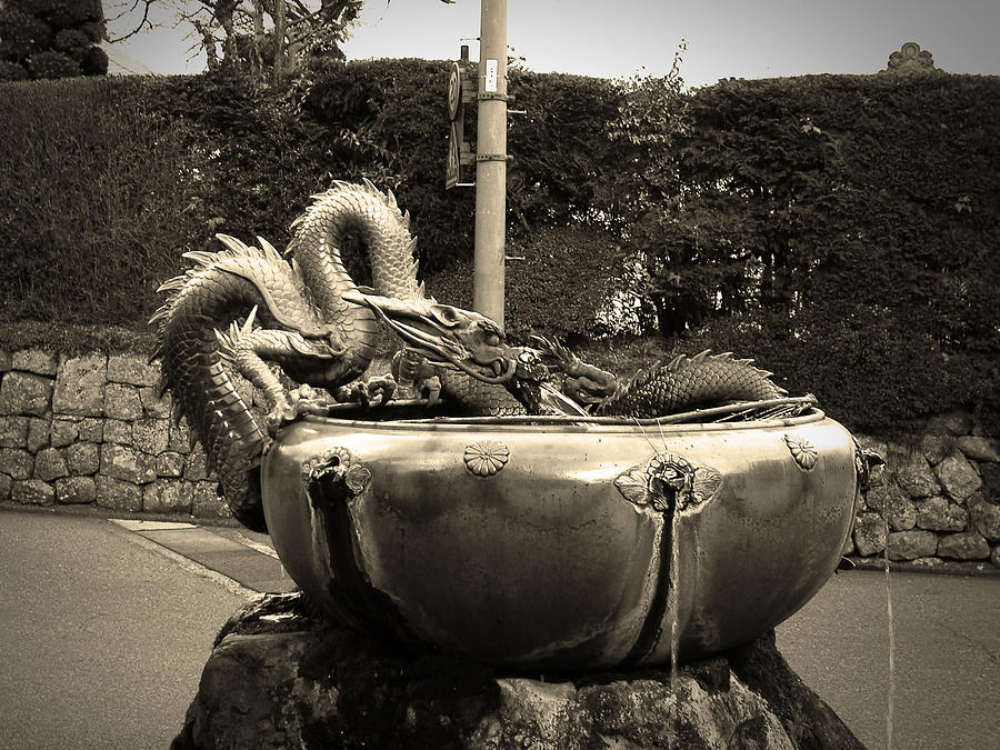Dragon Photograph - Nikko Fountain by Naxart Studio