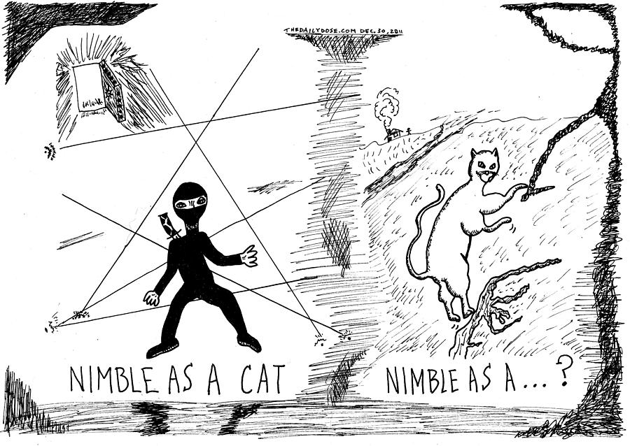 Nimble As A Cat Ninja Cartoon Drawing by Yasha Harari - Fine Art America