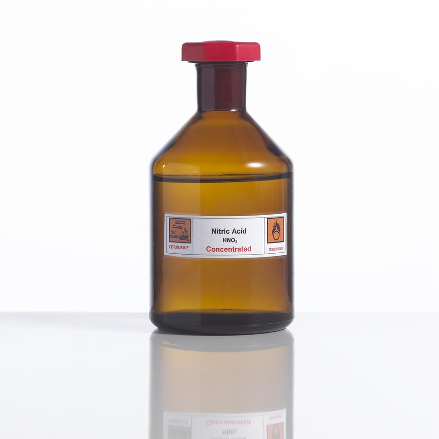 Nitric Acid, Laboratory Bottle Photograph by 