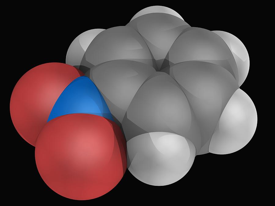 Nitrobenzene Molecule Digital Art by Laguna Design