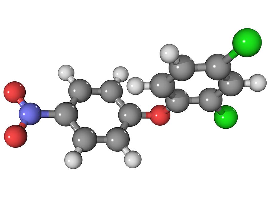 Molecular Photograph - Nitrofen Herbicide Molecule by Laguna Design