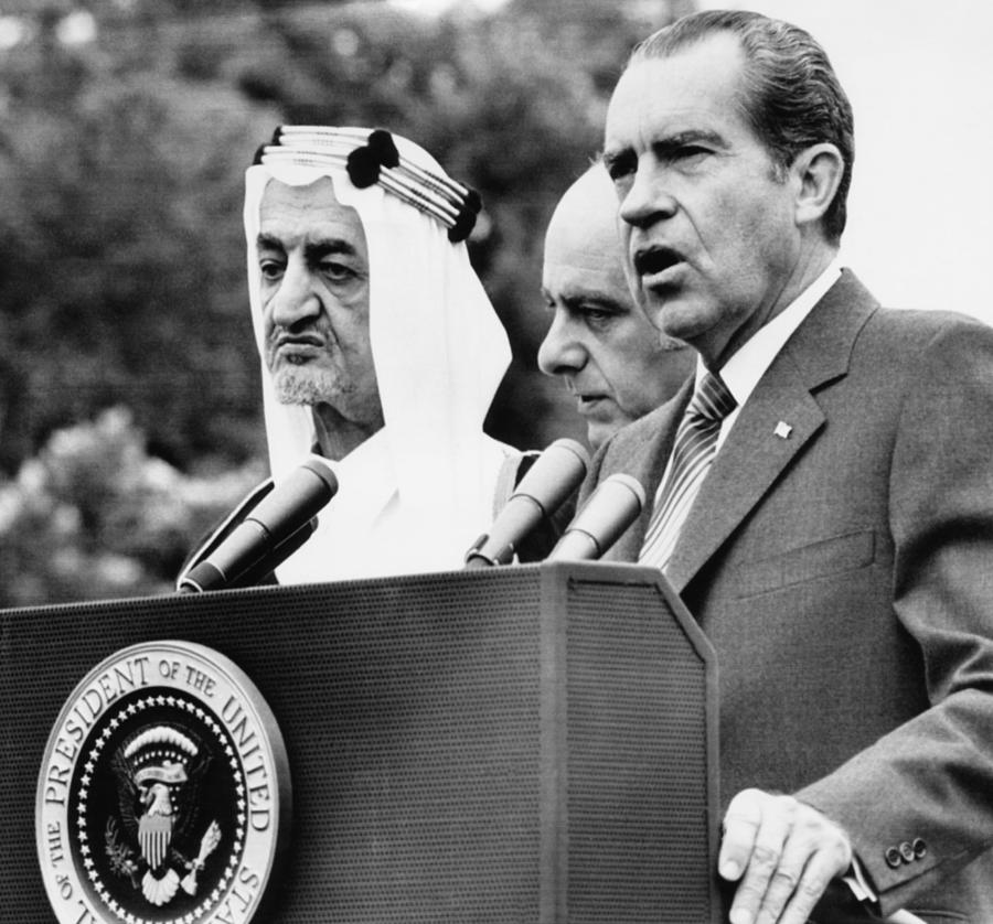 1970s Photograph - Nixon Presidency.  King Faisal Of Saudi by Everett