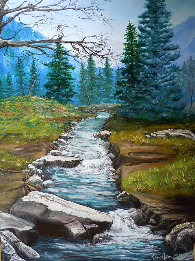Nixons Bubbling Running Creek Painting by Lee Nixon