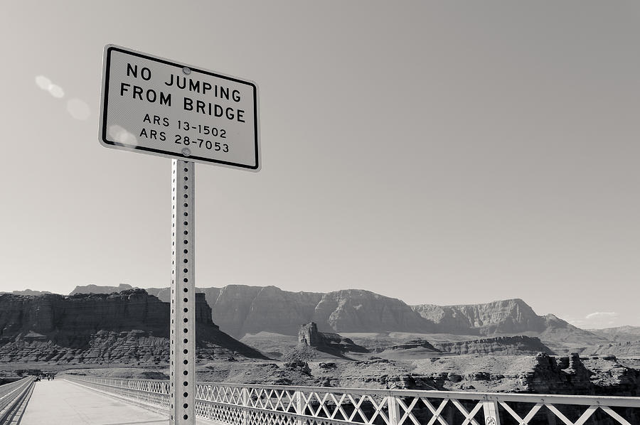 Grand Canyon National Park Photograph - No Jumping from Bridge by Julie Niemela