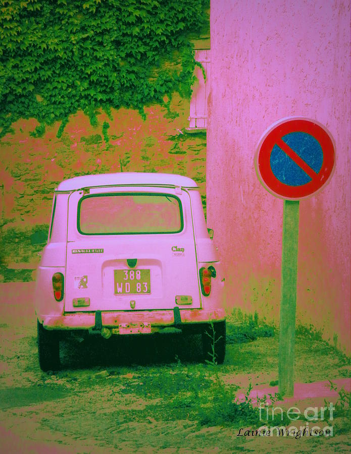 No Parking Sign with Pink Car Photograph by Lainie Wrightson