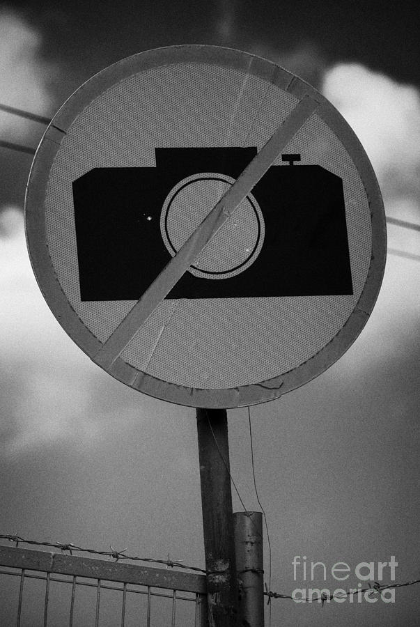 Camera Photograph - no photography sign at the greek cypriot army border post at the UN buffer zone cyprus green line by Joe Fox