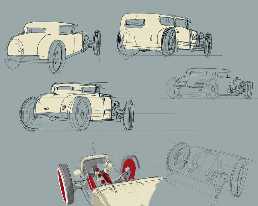 Car Drawing - No.12 Variations by Jeremy Lacy