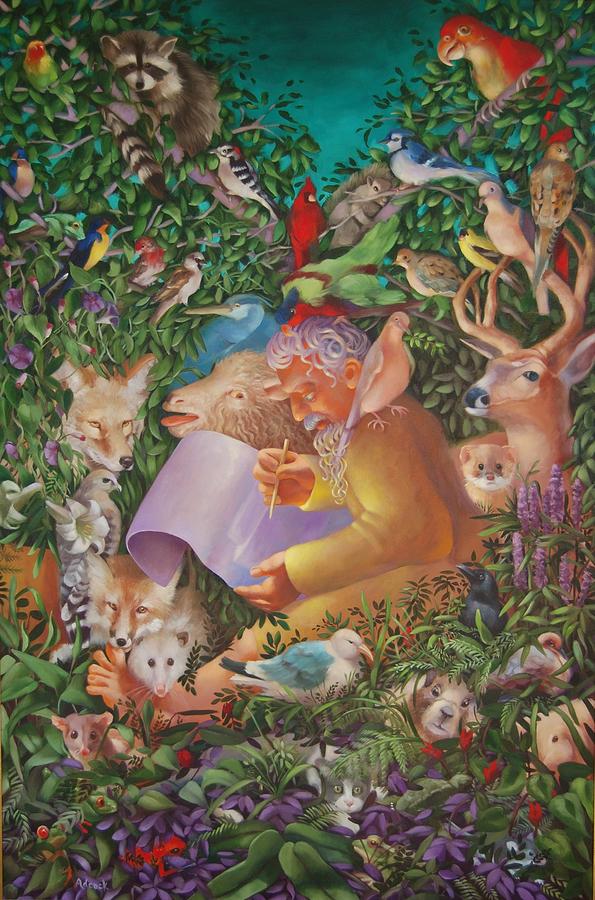 Noah And The Animals Before The Great Flood Painting by Rosemarie ... Noah And The Animals Before The Great Flood Painting by Rosemarie ...